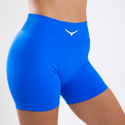 HARDMOND Style Shorts in electric blue with high waistband, front view
